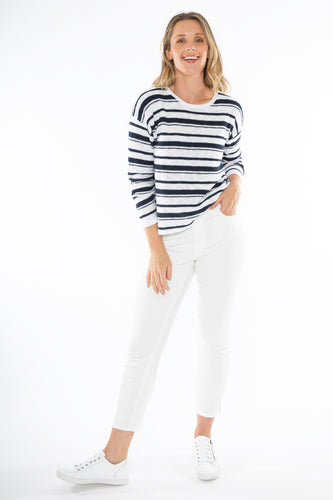 Jump Stripe Pullover White/navy