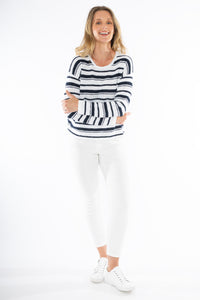 Jump Stripe Pullover White/navy