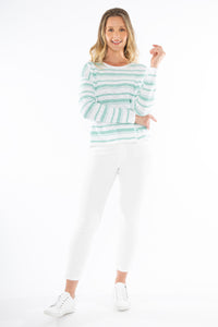 Jump Stripe Pullover White/seafoam