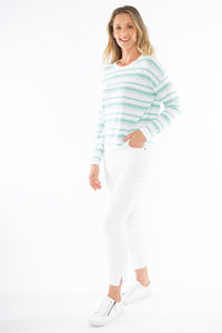 Jump Stripe Pullover White/seafoam