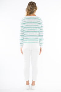 Jump Stripe Pullover White/seafoam