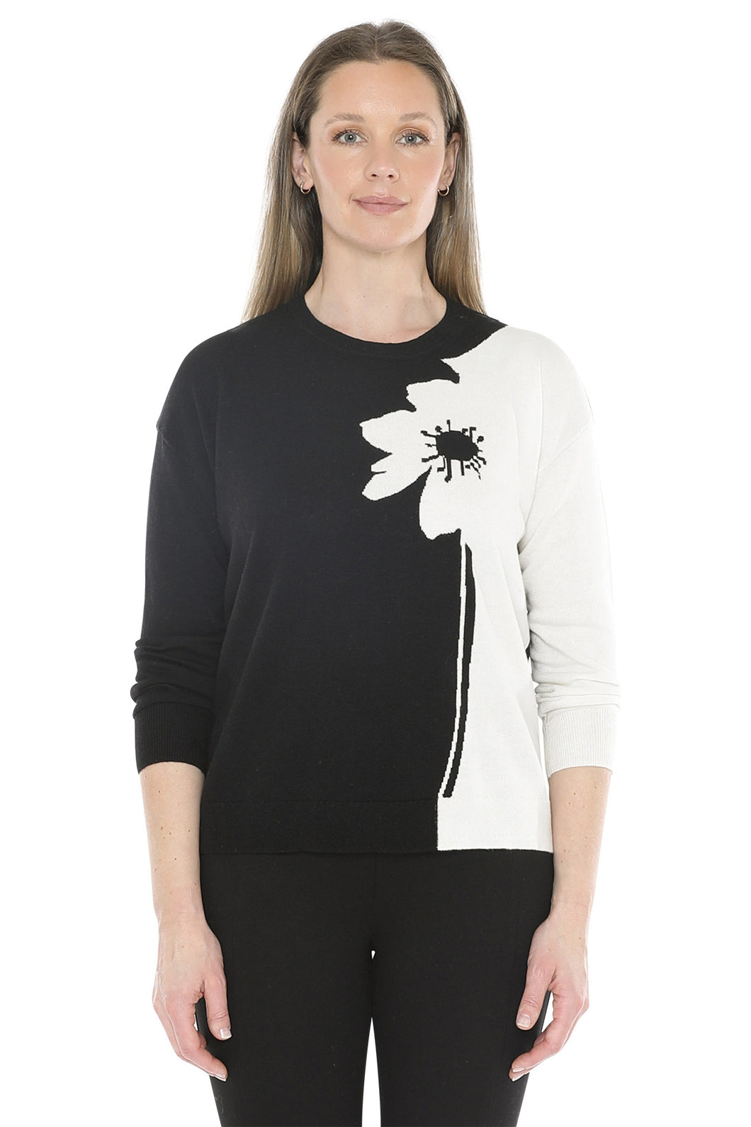 Jump Flower Stem Pullover Black Combo