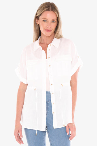 Jump Drawstring Overshirt White