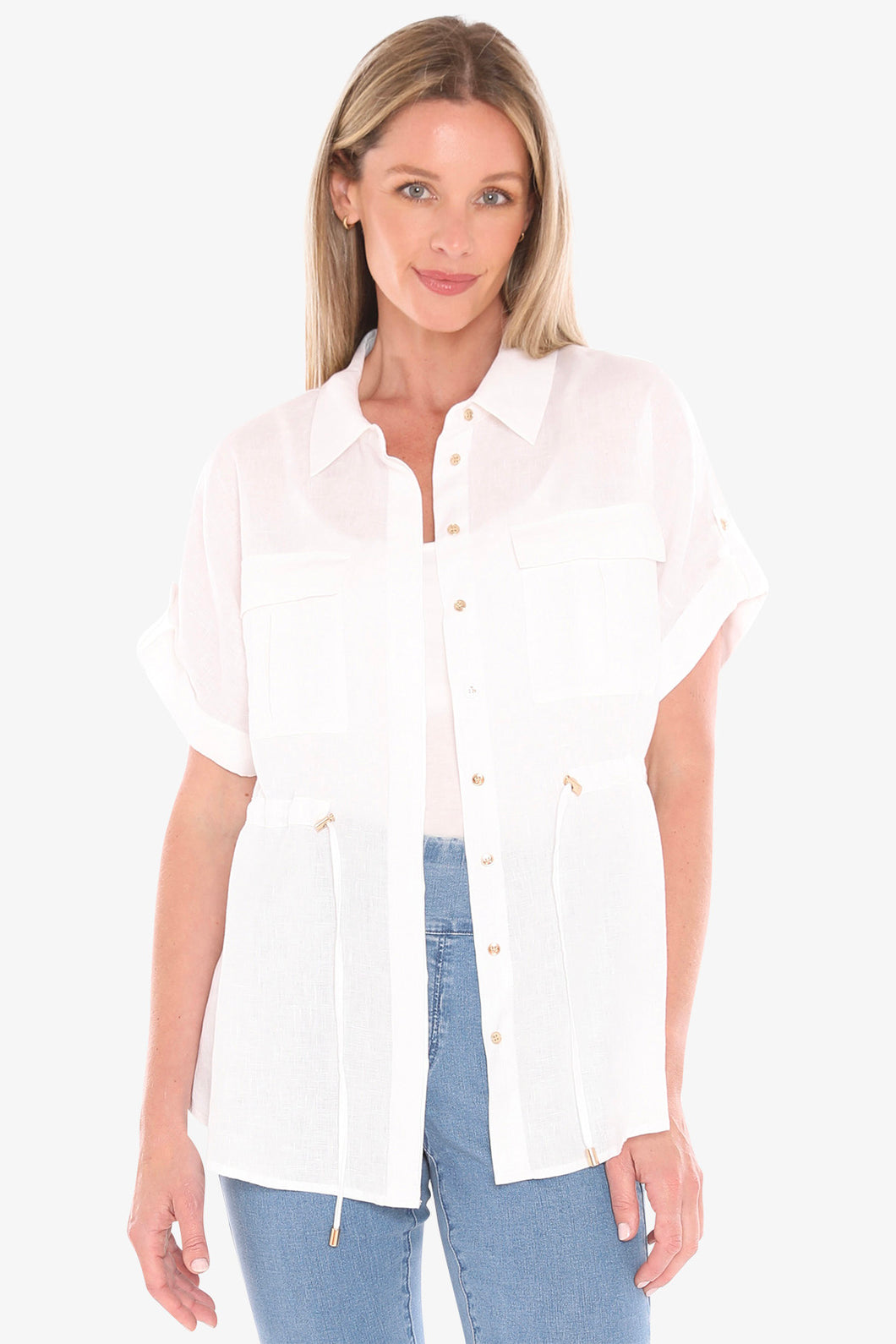 Jump Drawstring Overshirt White