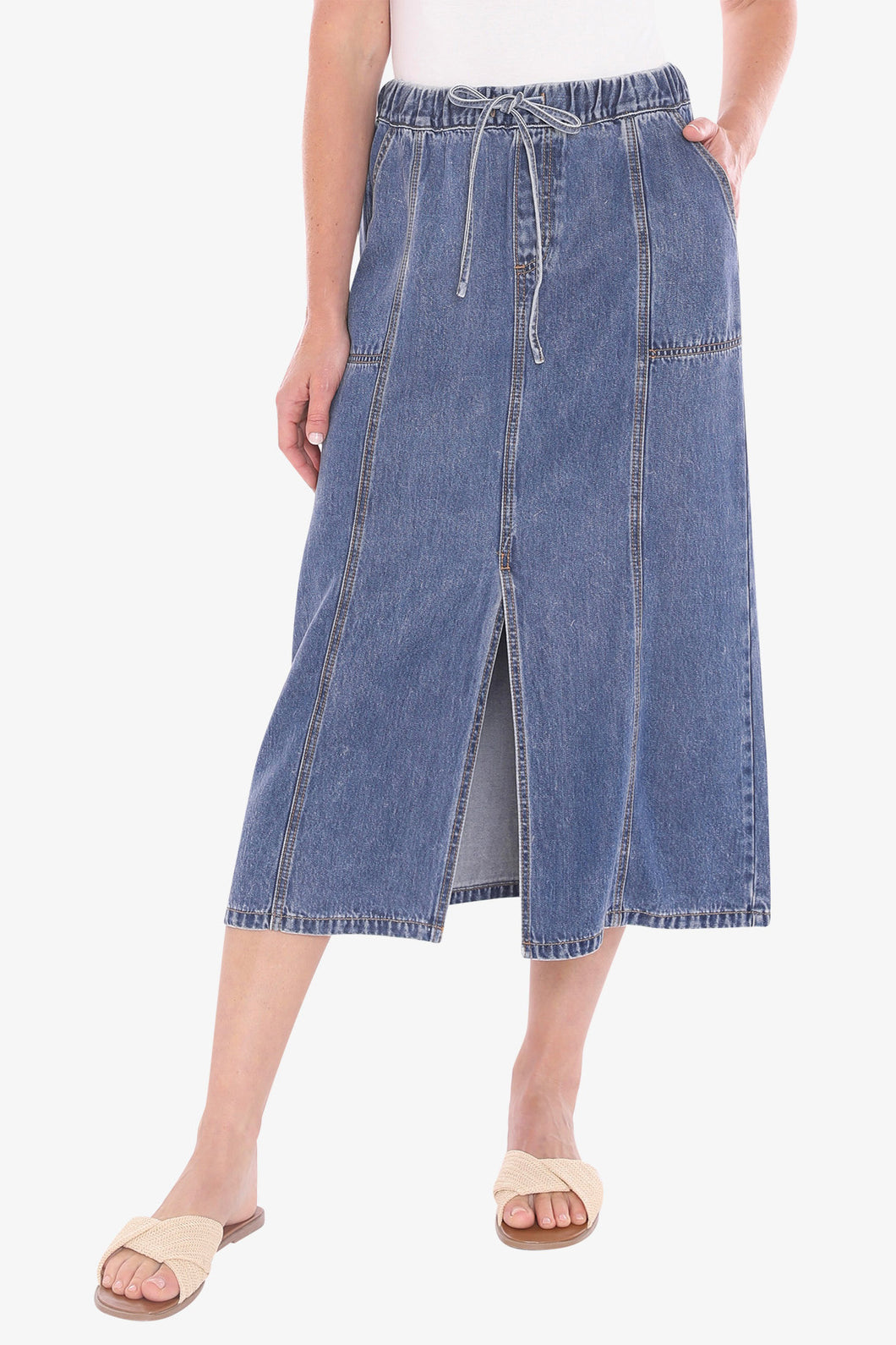 Jump Soft Denim Skirt Mid Blue