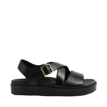 Load image into Gallery viewer, Ziera Glynice Black Adjustable Flat Sandal