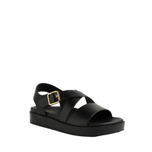 Load image into Gallery viewer, Ziera Glynice Black Adjustable Flat Sandal
