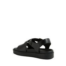 Load image into Gallery viewer, Ziera Glynice Black Adjustable Flat Sandal