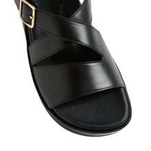 Load image into Gallery viewer, Ziera Glynice Black Adjustable Flat Sandal