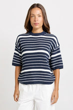 Load image into Gallery viewer, Betty Basics Dylan Knit Tee Navy-White