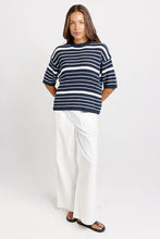 Load image into Gallery viewer, Betty Basics Dylan Knit Tee Navy-White
