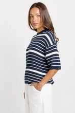 Load image into Gallery viewer, Betty Basics Dylan Knit Tee Navy-White