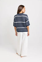 Load image into Gallery viewer, Betty Basics Dylan Knit Tee Navy-White