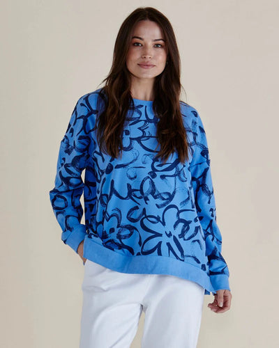 Betty Basics Palma Sweat Blue Floral