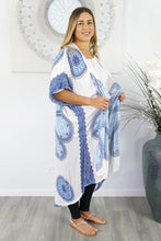 Load image into Gallery viewer, Sundrenched Long Bling Cape Crown White/Blue