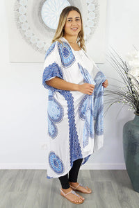 Sundrenched Long Bling Cape Crown White/Blue