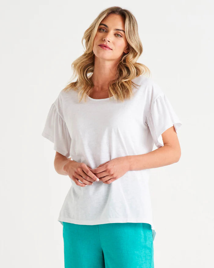 Betty Basics Alessi Frill Top White