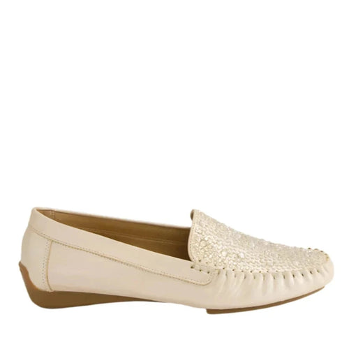 Django And Juliette Lufus Nude Shimmer Leather Jewels Flat Shoe