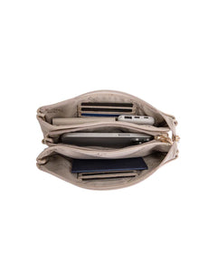 Serenade Candice Leather Wallet with Shoulder Strap Ivory