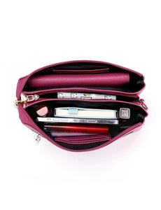 Serenade Candice Leather Wallet with Shoulder Strap Magenta