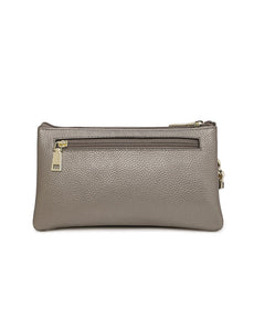 Serenade Candice Leather Wallet with Shoulder Strap Pewter