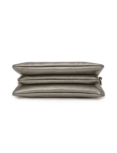 Serenade Candice Leather Wallet with Shoulder Strap Pewter