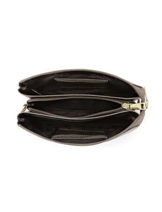 Serenade Candice Leather Wallet with Shoulder Strap Pewter