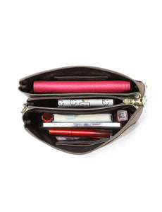 Serenade Candice Leather Wallet with Shoulder Strap Pewter