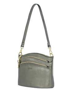 Serenade Grace Leather Crossbody Bag Pewter