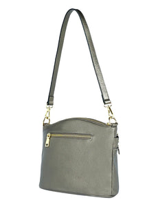 Serenade Grace Leather Crossbody Bag Pewter