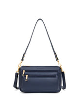 Load image into Gallery viewer, Serenade Gabby Multi Cmpt Leather Xbody Bag Navy