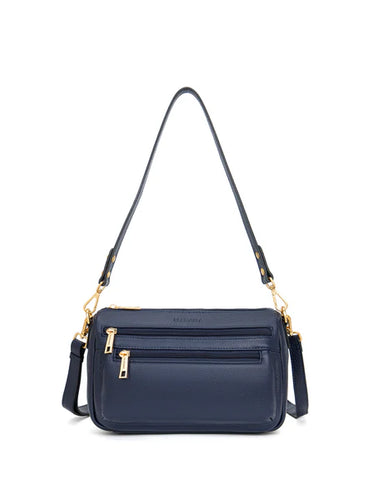 Serenade Gabby Multi Cmpt Leather Xbody Bag Navy