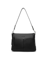 Load image into Gallery viewer, Serenade Alanna Leather Hobo Bag Black