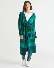 Load image into Gallery viewer, Betty Basics Swift Cardigan Green/Blue Check