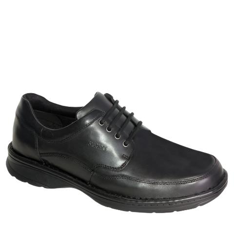 Slatters Award Ii Mens Shoes Black Leather Wide Walking Shoes