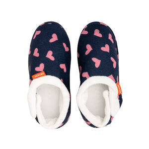 Archline Orthotic Slippers Closed Navy With Pink Hearts