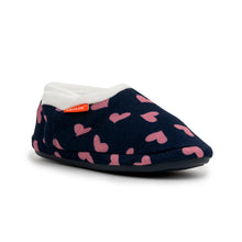 Load image into Gallery viewer, Archline Orthotic Slippers Closed Navy With Pink Hearts