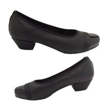 Load image into Gallery viewer, Jemma Ladies Leather Low Heel Shoes Hybrid Black