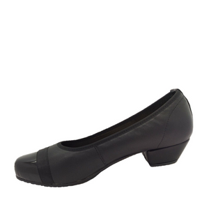 Jemma Ladies Leather Low Heel Shoes Hybrid Black