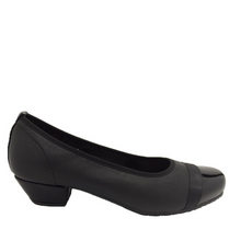 Load image into Gallery viewer, Jemma Ladies Leather Low Heel Shoes Hybrid Black