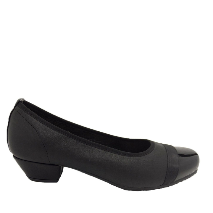 Jemma Ladies Leather Low Heel Shoes Hybrid Black
