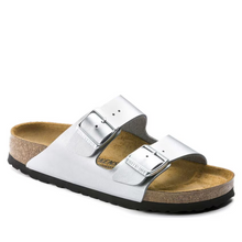 Load image into Gallery viewer, Birkenstock Arizona Silver Birko-flor Regular