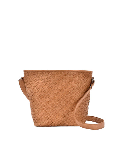 Gabee Canterbury Woven Leather Bag Cognac