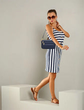 Load image into Gallery viewer, Serenade Gabby Multi Cmpt Leather Xbody Bag Navy