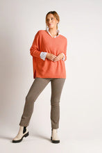 Load image into Gallery viewer, Alessi Seam Detail V-neck Sweater - Tangerine