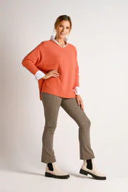 Alessi Seam Detail V-neck Sweater - Tangerine