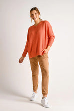 Load image into Gallery viewer, Alessi Seam Detail V-neck Sweater - Tangerine