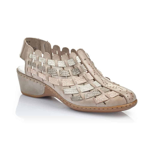 Rieker 47156-43 Clay Beige Combi Womens Comfort Slip on Shoes