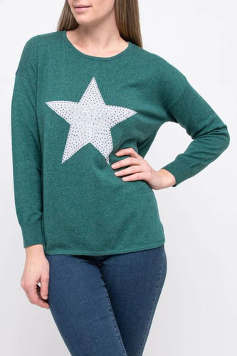 Jump Diamante Star Pullover Forest Combo