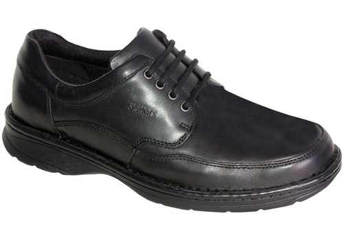 Slatters Award II Mens Black Leather Wide Walking Shoes